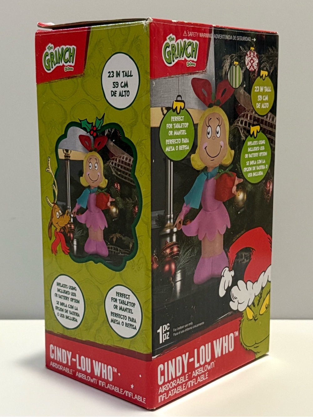 Gemmy Airdorable Cindy Lou Who 23”Inflatable Seuss Grinch Christmas USB Battery